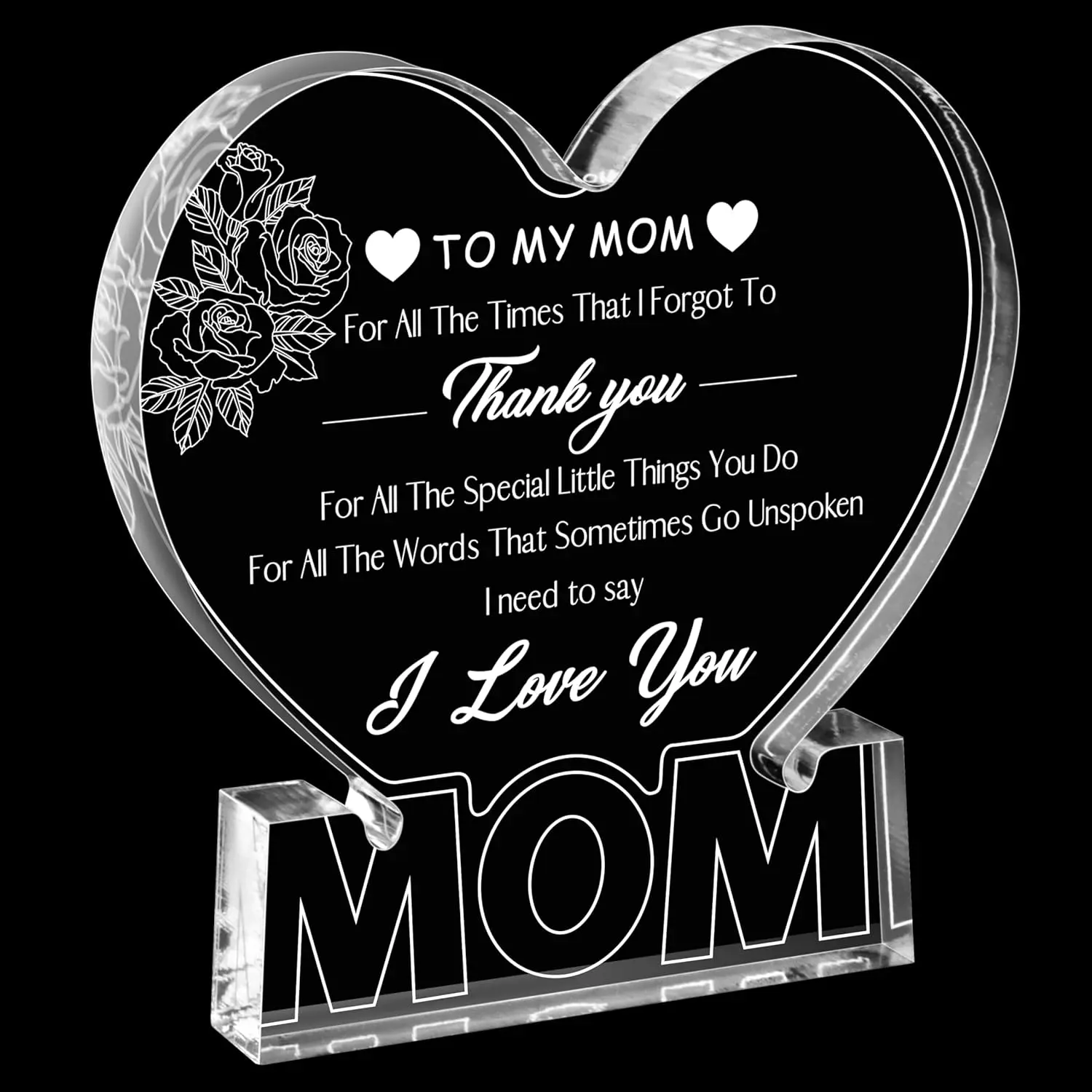 Gifts for Mom Birthday Gifts for Mom from Daughter Son Delicate Rose  Heart Plaque Mom Present 5.9 x 5.9 inch Thanksgiving Christmas Valentines Mothers Day Birthday Gifts for Mom
