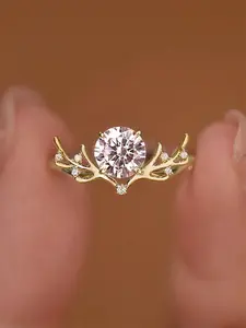 Elegant Rhinestone Decorated Copper Ring, Fashion Jewelry for Party, Daily Clothing Decor, Trendy All-match & Exquisite Jewelry Gift for Women