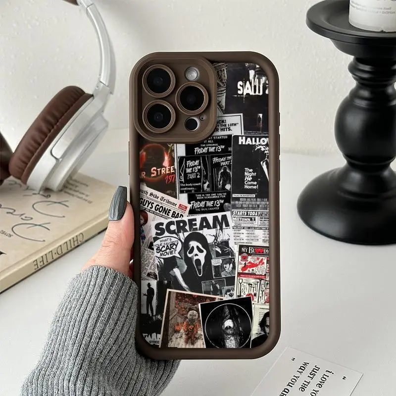 Horror Movie Halloween Anxiety Phone Case - Scary Scream Terrifier Design, Smartphone Casing for iPhone 17 16 15 14 13 12 SE Max Pro, Handheld Devices Protective Accessory, Gift Option, Accessories