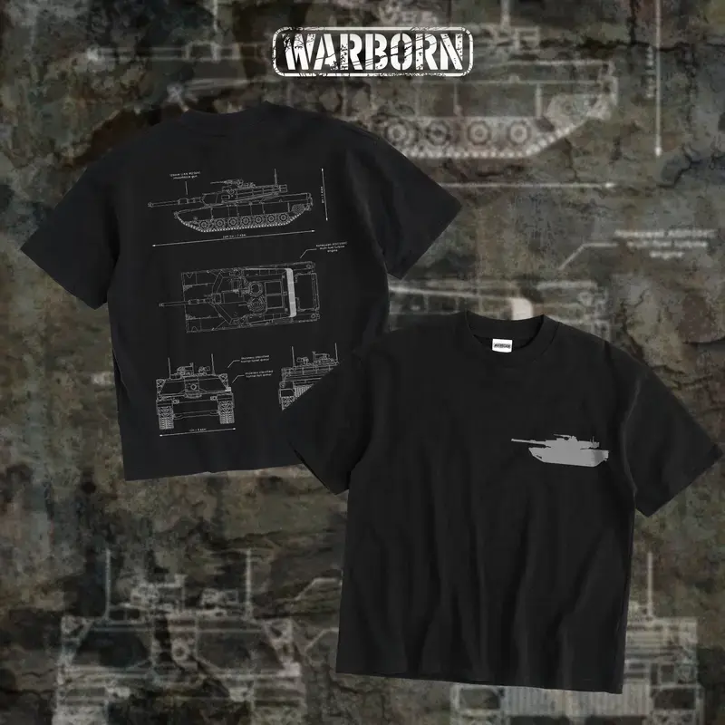 WARBORN M1A1 Abrams Battle Tank Graphic T-Shirt/Hoodie for Men, Military Streetwear Armor Division DTG