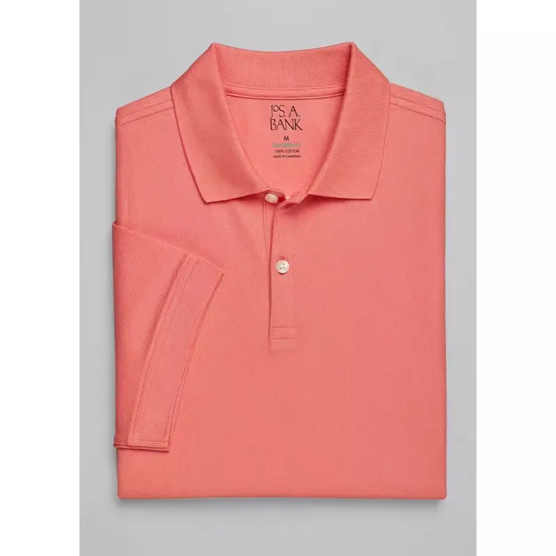 Jos.A.Bank Tailored Fit Solid Pique Polo in Burnt Coral for Men Size 4XT Comfortable & Stylish