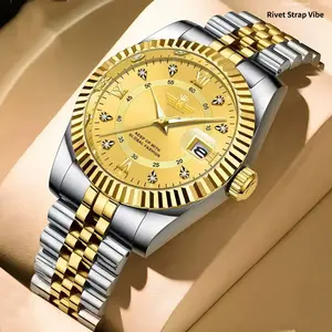 Elegant women's quartz watch with a round dial, fashionable luminous watch, suitable for parties and daily wear, trendy, versatile and exquisite waterproof watch, comes with a gift box, making it an ideal birthday gift