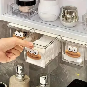 Cute Cartoon Wall-Mounted Storage Box Set, Bathroom Organizer, Bathroom Accessory, Toothbrush Holders, Perfect for Vanity and Washroom, Fun Design