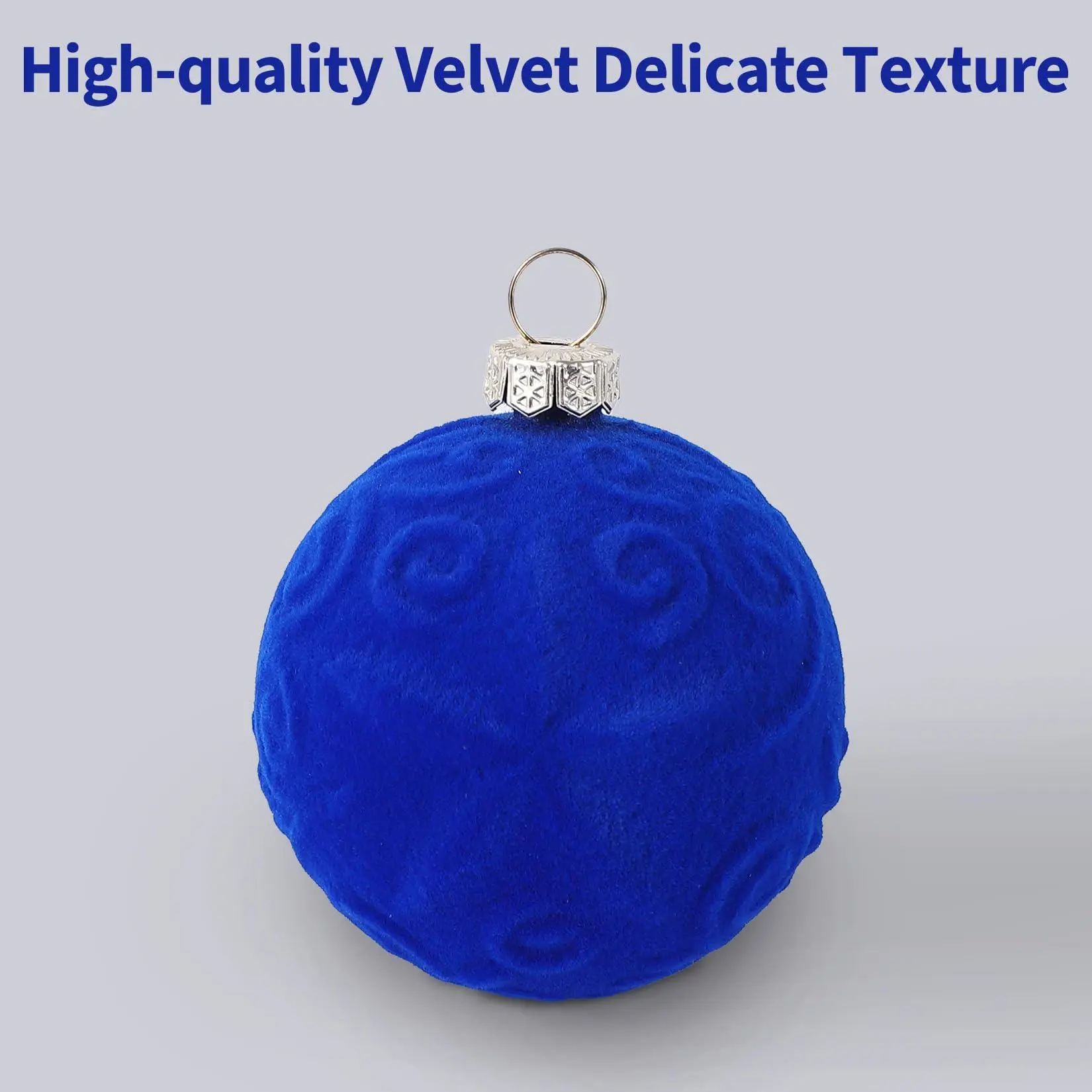 25 Pcs Flocked Christmas Ball Ornaments, Brown Xmas Balls | 2.36 Inch soft flocked shatterproof ornaments add vintage winter charm to Christmas trees, holiday parties, and home decor blue