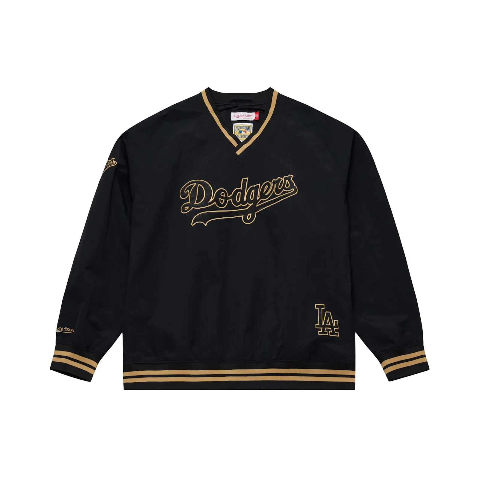 Los Angeles Dodgers Black/Gold Cooperstown Vintage Pullover - Vintage MLB Pullover, Retro Streetwear, Mitchell & Ness