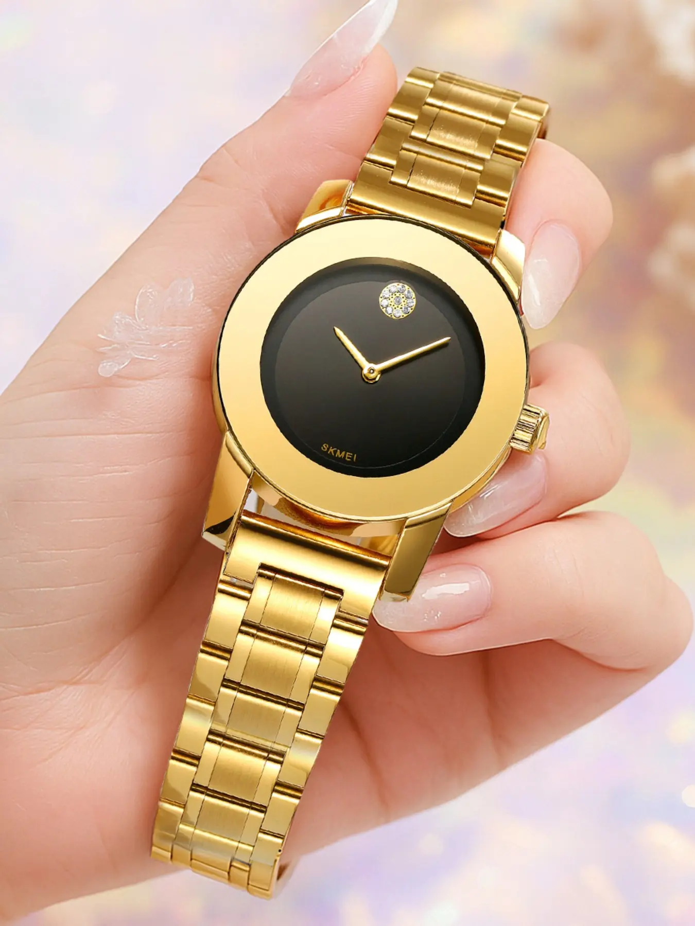 Skmei Women's Quartz Watch, Stainless Steel Case, Analog Display, Round Dial, Casual Style, Perfect for Daily Wear & Special Occasions, Quartz Waterproof Watch, Quartz Wristwatch, Fashion Wristwatches