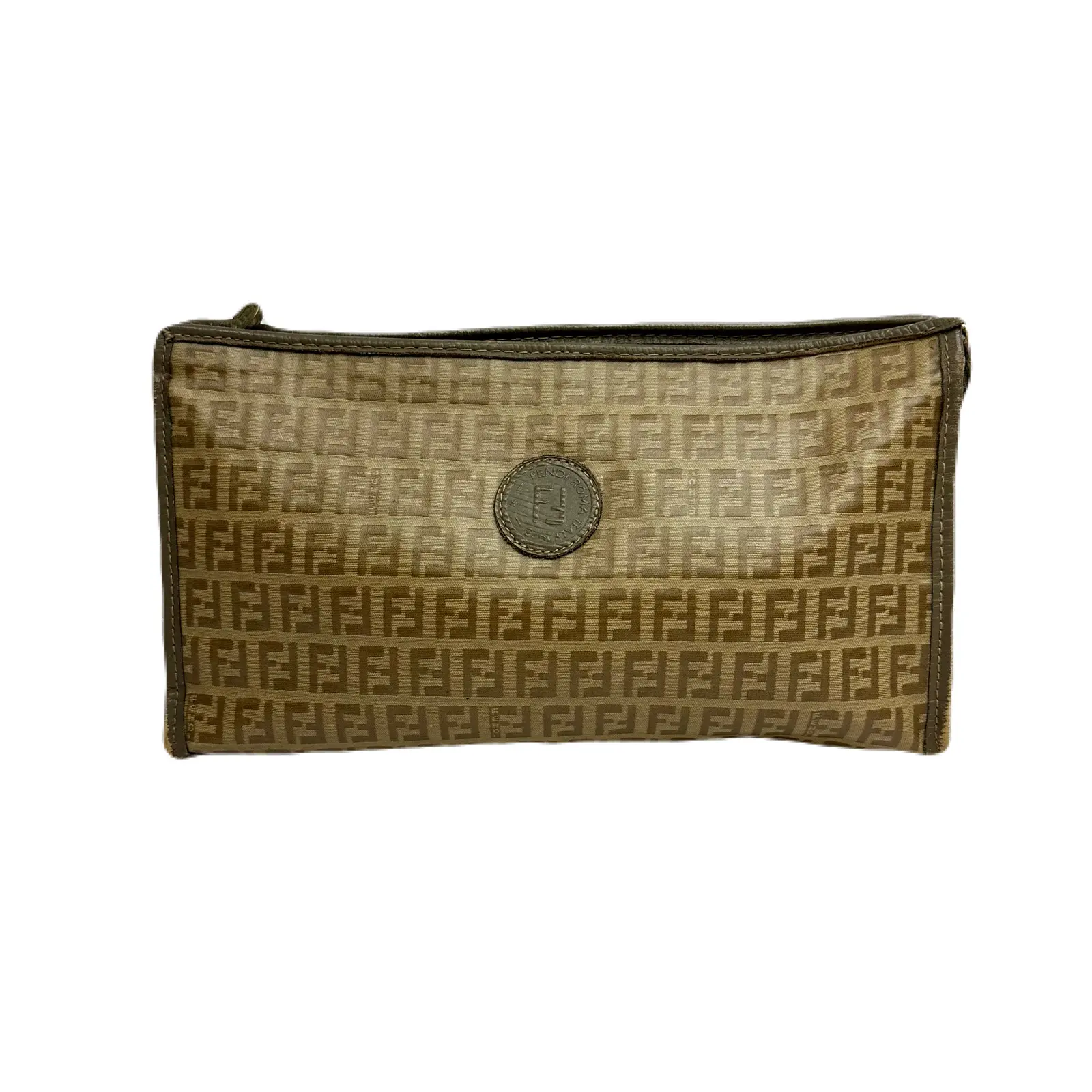 Pre-owned FENDI Canvas Toiletry Bags S.A.S. 1970’s Zucchino Monogram Cosmetic Bag