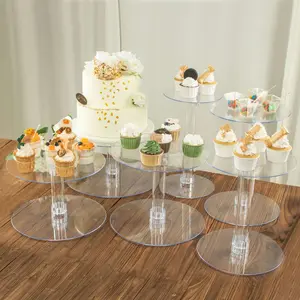 6-Tier Acrylic Cake Stand Set Assorted Sizes Clear