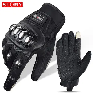 Suomy Full-Finger Motorcycle Gloves, Protective Airflow Steel Finger Tips, Touchscreen Compatible, Riding Racing Daily Wear, Unisex