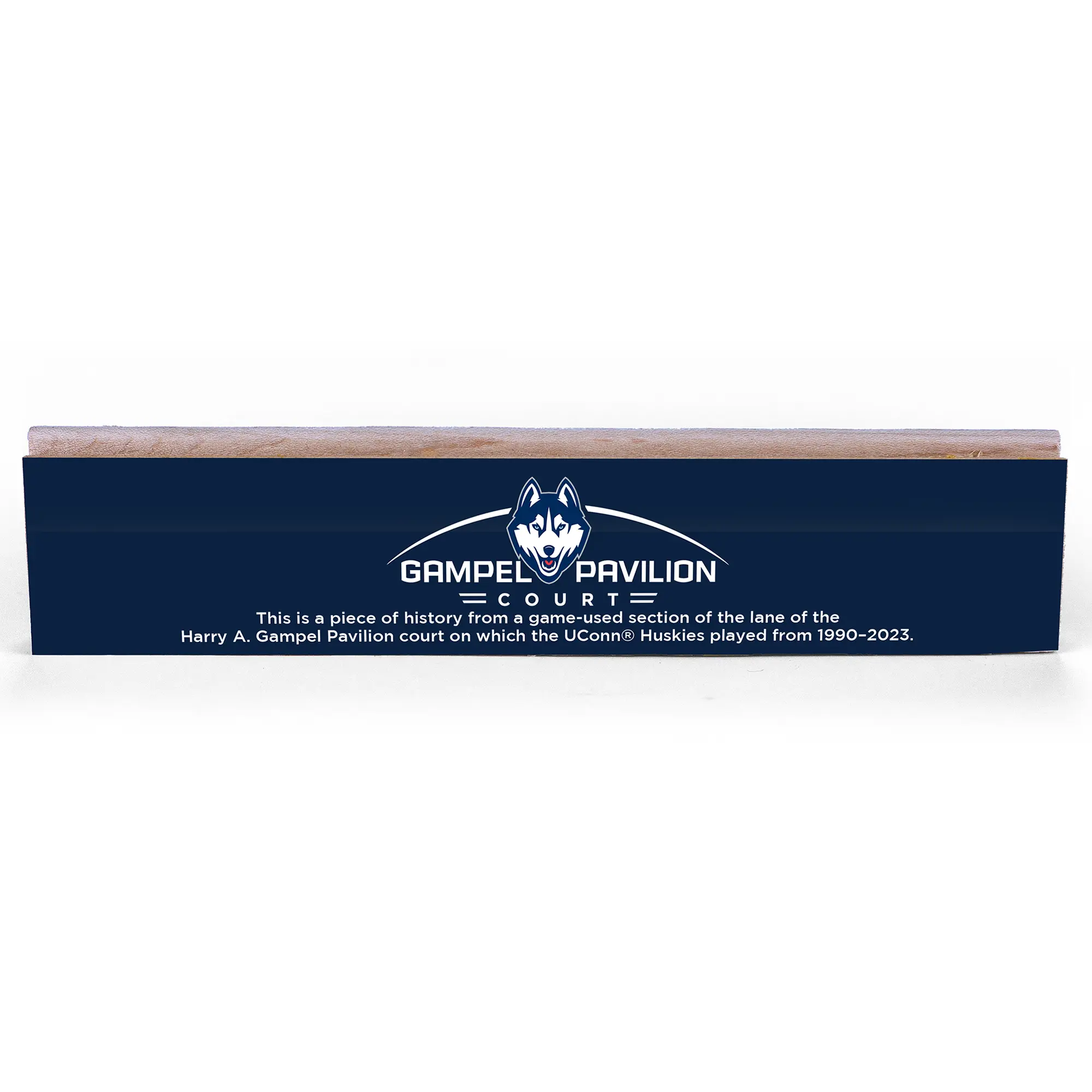 UConn Huskies Harry A. Gampel Pavilion Huskies Blue Wood Block - Crafted from the Lane