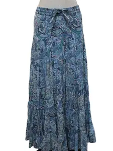 Bohemian Maxi Skirt Paisley Pattern Cotton Soft Comfortable Flowing Elegant Look Versatile Everyday Wear - Casual