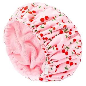 3-Piece Adjustable Waterproof Shower Cap Luxury European Style Hair Drying Cap Anti-Fog Polyester with Super Absorbent Microfiber Lining for Men & Women Pastel Bathroom Accessory