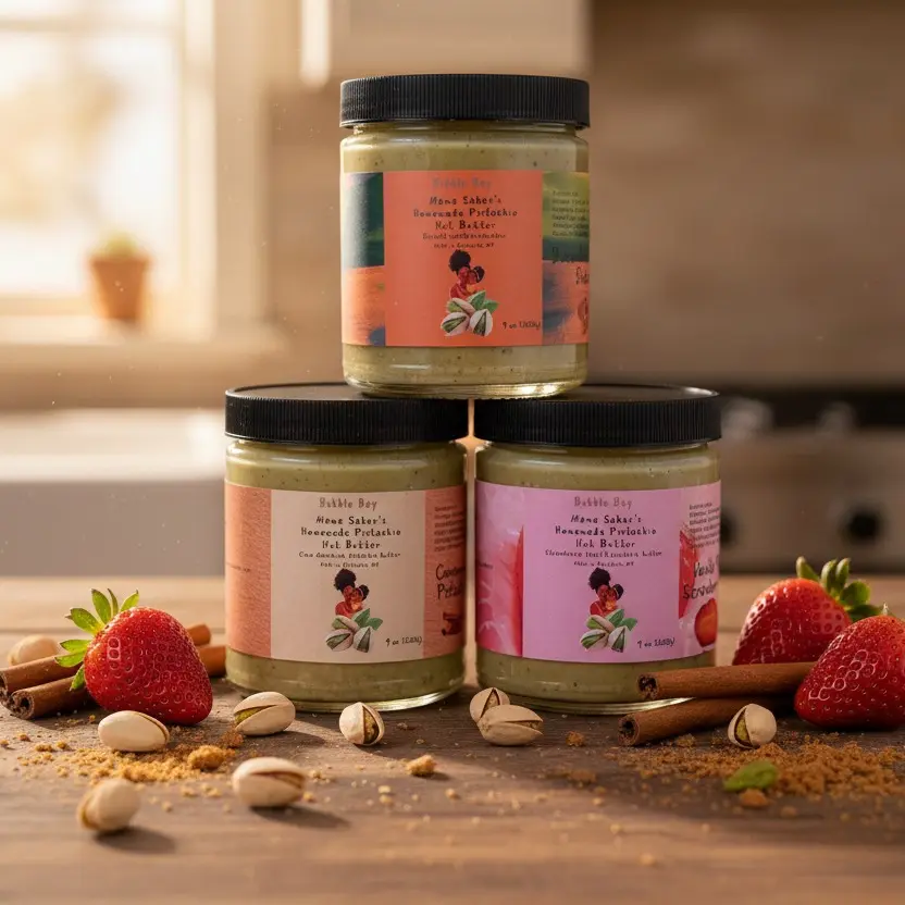 Bundle All 3 PISTACHIO BUTTER Flavours - PISTACHIO BUTTER: HONEY ROSE PISTACHIO, DARK CHOCOLATE SEASALT PISTACHIO, CARDAMOM VANILLA PISTACHIO
