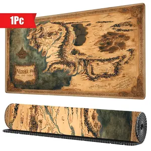 Lord of the Rings Middle-Earth Map Large Extended Gaming Mouse Pad, Stitched Edges, Non-Slip Rubber Base, Perfect Gift for Tolkien Fans, Mousepad