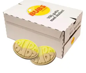 Bubs Swedish Candy Banana Toffee Foam Ovals Vegan BonBon 2.8kg (6.2 lbs)  Whole Box Sweet Snack Caramel Candies from Sweden