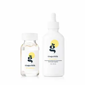 Rosemary Castor Scalp Serum + Biotin Ampoules Set | Thicker, Fuller-Looking Hair for Weak, Fine Hair | Ginger & Peptide Treatment | Serum 2oz + 3 Ampoules | Be Powerful | Ginger Milk