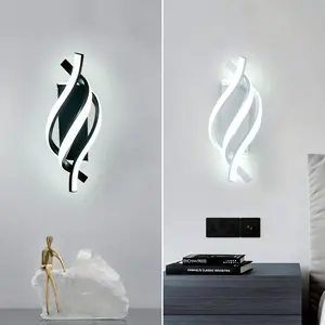 Iron Art Wall Light, Modern Spiral Shape LED Wall Lamp, Three Color Indoor Light with Silicone Lampshade, Ideal for Bedroom Living Room and Balcony, LED Mood Light, Ambient Decor Lighting