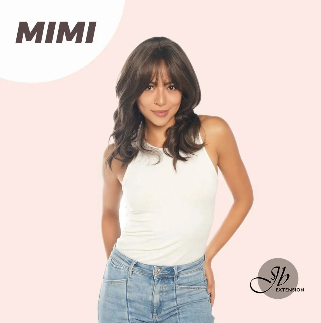 JBEXTENSION 18 Inches Brown Body Wave With Full Bangs Wig MIMI
