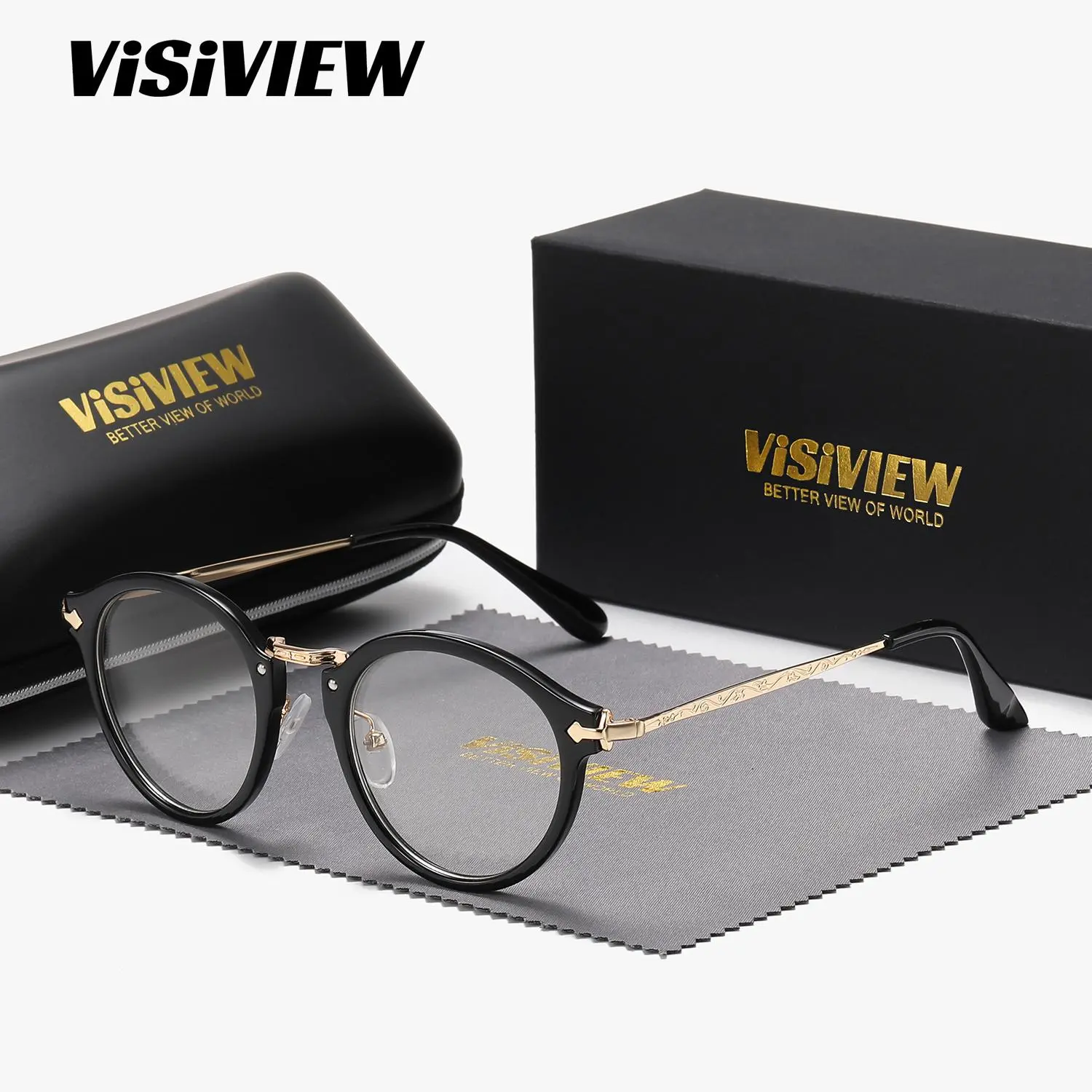 VISIVIEW unisex retro full-frame glasses with anti-blue lightfrog-shaped clear lenses