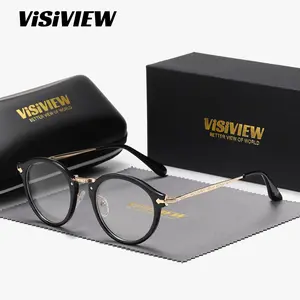 VISIVIEW unisex retro full-frame glasses with anti-blue lightfrog-shaped clear lenses