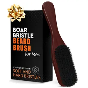 Soft Beard Soft Boar Bristle Beard Brush for Men, 9" Wooden Handle, Ideal for Beards, Mustaches, & Hair, Comfortable Grip for Daily Styling Smooth