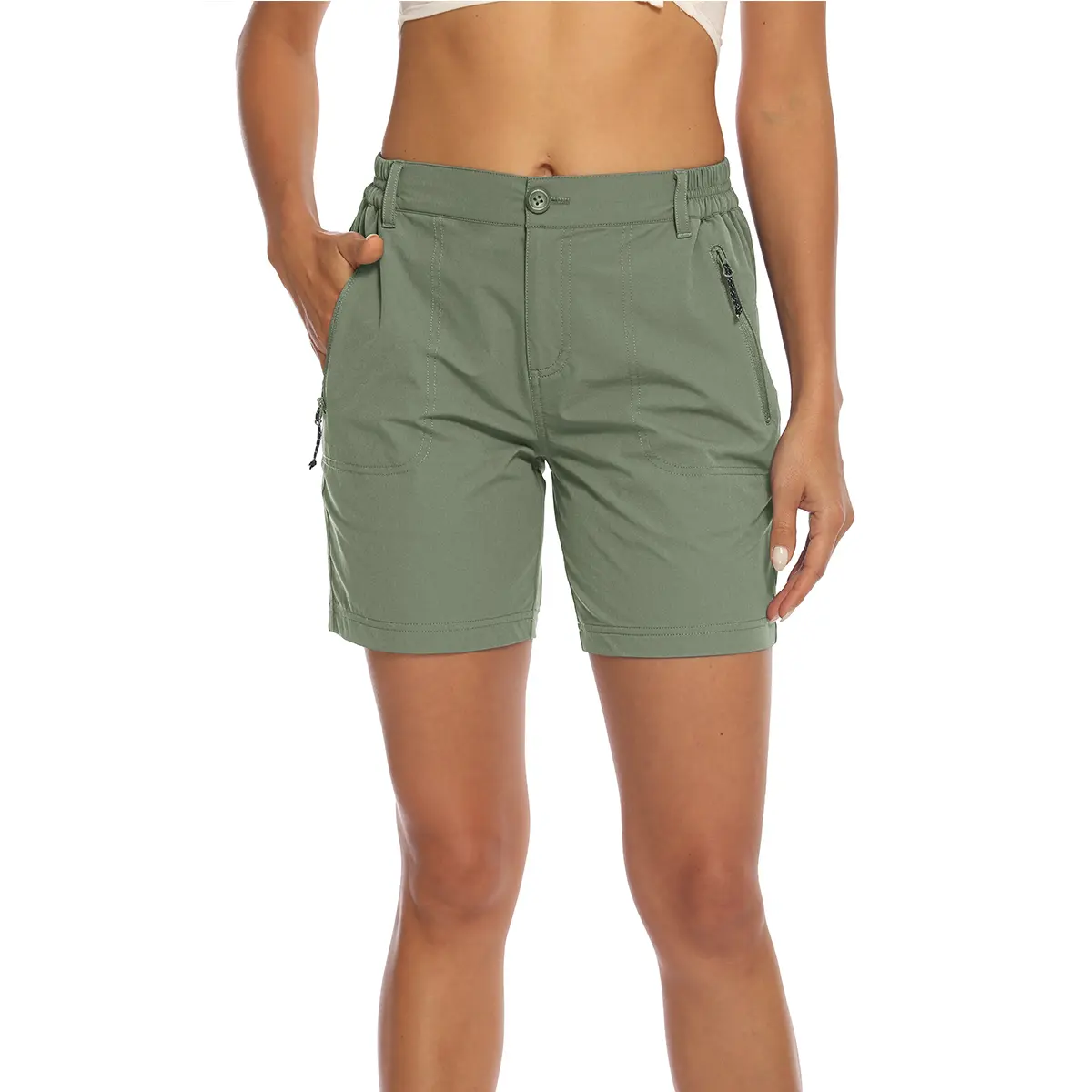 TBMPOY Women's 6-in Stretch Shorts - Quick Dry, Water Resistant, Traveling Pocket Shorts