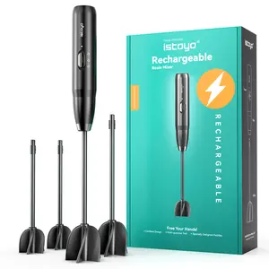 ISTOYO Rechargeable Resin Mixer, Epoxy Mixer for Saving Your Wrist, Epoxy Resin Mixer, Resin Stirrer for Resin Molds, Resin Supplies, Resin, Silicone Molds Mixing, DIY Crafts (Included 4 pcs Paddles)