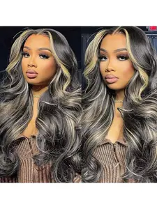 Blonde Highlight Wigs Human Hair 1B/27 Lace Closure Wig Pre Plucked 5x5 Honey Blonde Ombre Wigs Balayage Wig Human Hair for Women Glueless Human Wigs