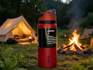 Red Owala FreeSip Leakproof Insulated Hydration Tumbler - Portable Water Bottle Flask for Outdoor Adventures
