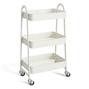Small Rolling Cart, Storage Organizer Kitchen Trolley Bathroom Laundry Room Bar Office Shelves Mobile with Wheels for Snack Racks