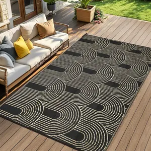 Outdoor Waterproof Rug, Boho Rugs, Reversible Plastic Woven Mat, Portable Grass Straw Pad for Patio, Camping, RV, Beach, Backyard, Garden