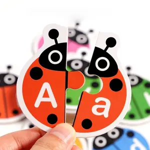 Wooden Insect & Letter Matching Puzzle, Colorful Ladybug Design Logic Thinking Training Toy, Educational Animal Word Pairing Toy