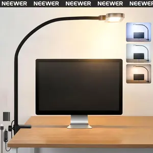 NEEWER Entry Level Version 10W Desktop LED Lamp with Clamp, Color Edge Lit Flexible Monitor Clip Light, 5 Color Modes, Eye Friendly Dimmable for Home Office Desk Study Reading Workbench, CRI80+, N33