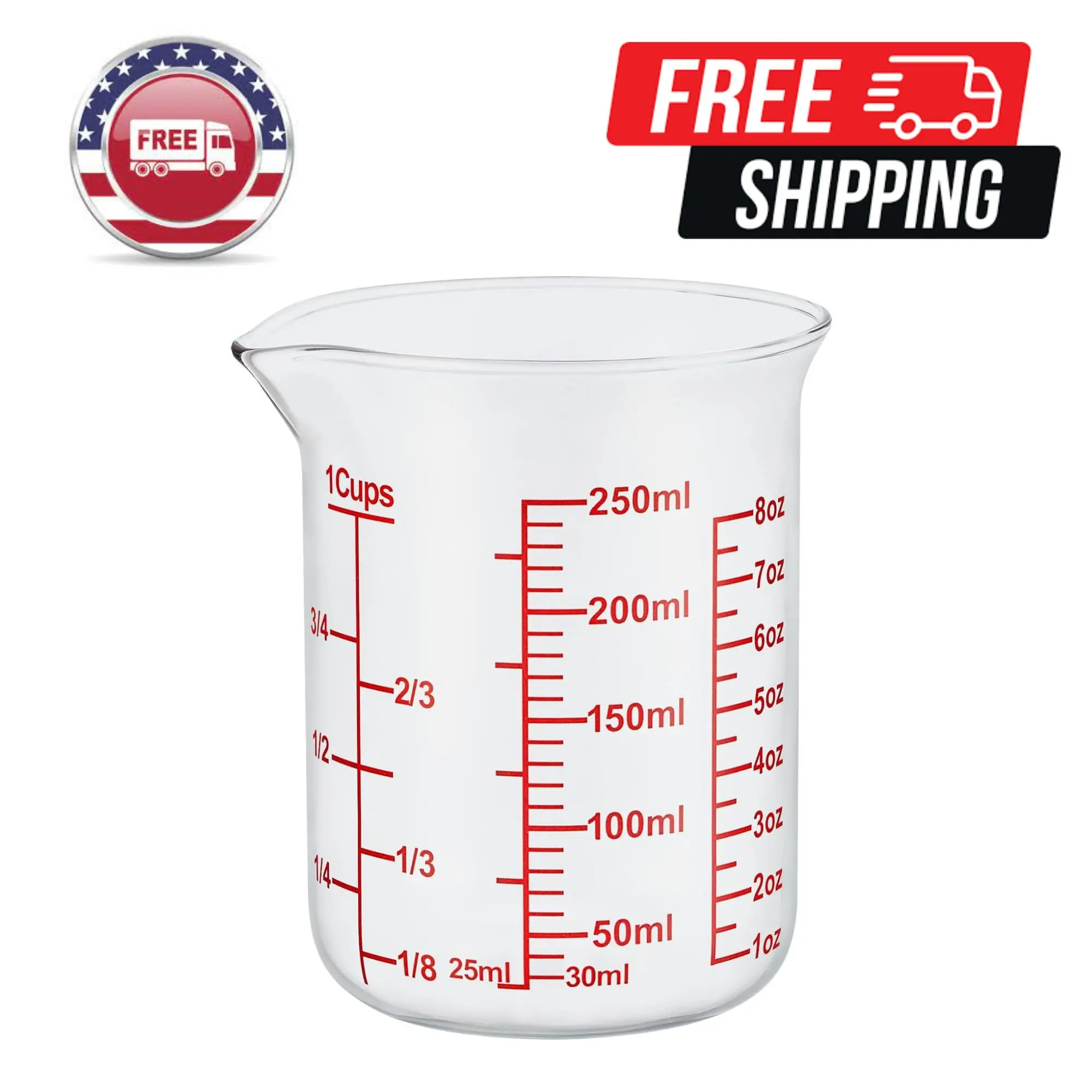 Glass Measuring Cup 1 Cup,8oz Borosilicate Liquid Measuring Cup with Spout