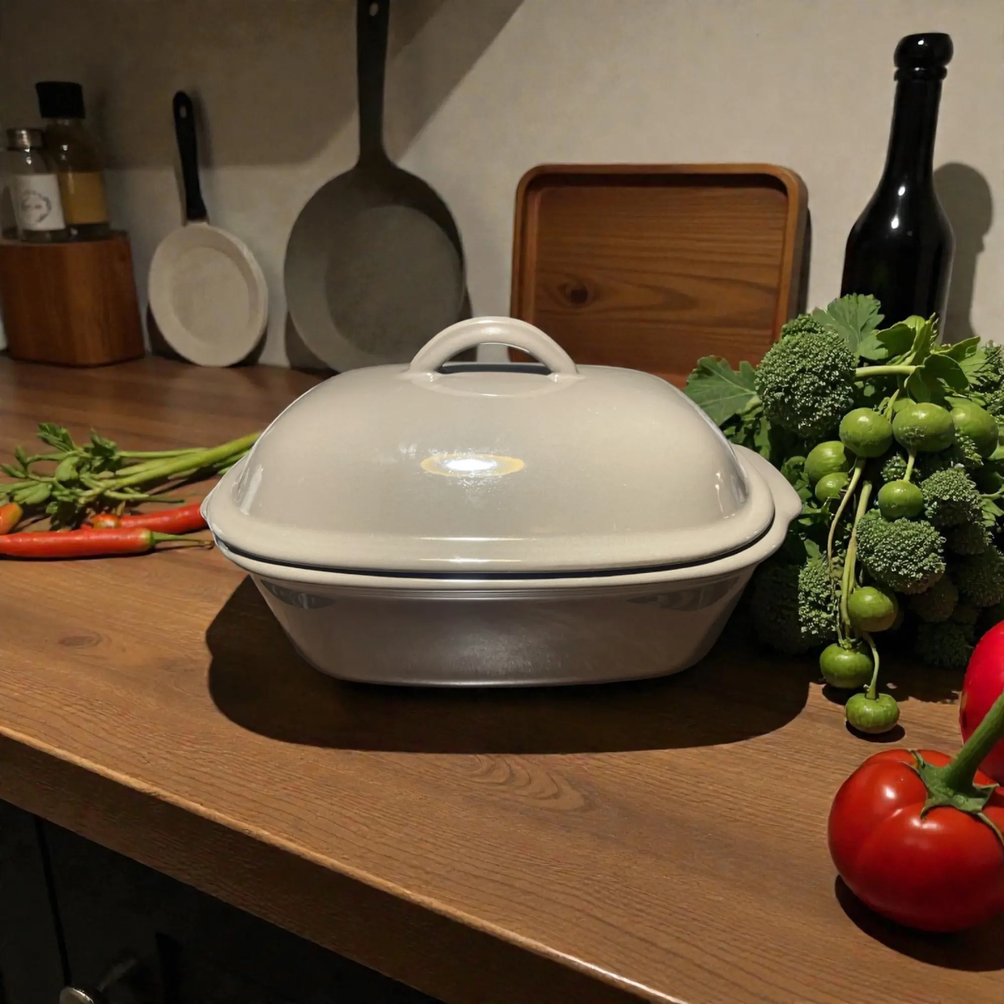 Pampered Chef 3.1 Qt Deep Covered Baker Stoneware Casserole Dish w Lid