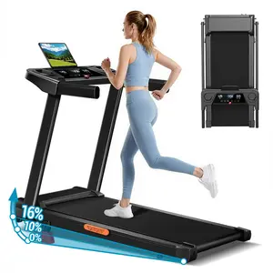 A1 UMAY Fitness Home Folding Incline Treadmill, 2.5 HP Quiet Brushless, 300 lbs Capacity (Black with 15% Incline)