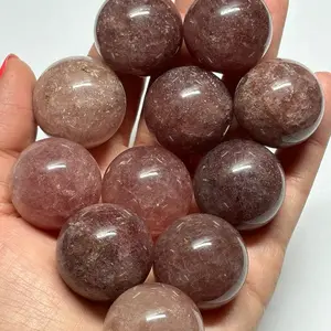 Strawberry Quartz Sphere Set of 3 home decor