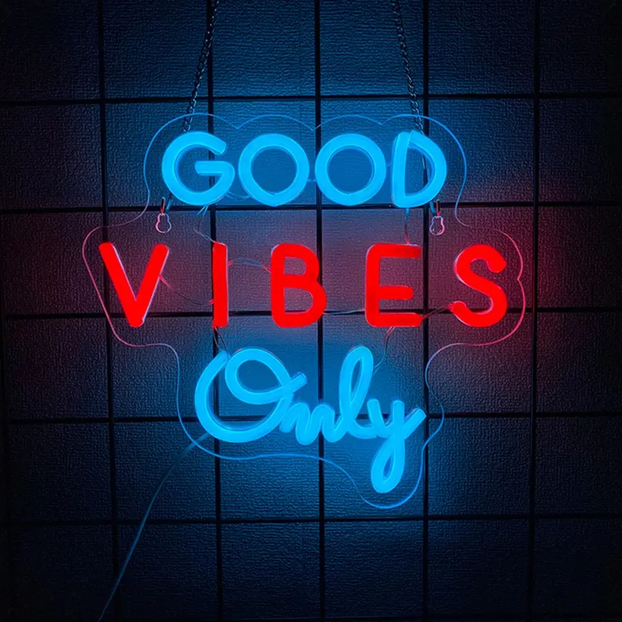 Good Vibes Only Neon Signs Led Neon Lights for Wall Decor | Good Vibes Only LED Sign for Bedroom, Party, Bar, Salon - Best Gifts for Birthday, Christmas - Bright Vivid Lighting Atmosphere Lighting Ambient Lights Led Decoration Decorative Light Decor