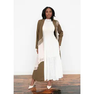 Brienne Fringe Patchwork Asymmetric Extra‑Long Statement Coat