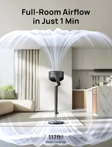 (summer vide) Pedestal Fan for Bedroom - DC Motor Quiet Floor Fan with 120° Oscillation, 100ft Range, 9 Speeds, 4 Modes, 20dB Noise Level, 120° Manual Vertical Tilt, 37-42" Adjustable Height, 9H Timer