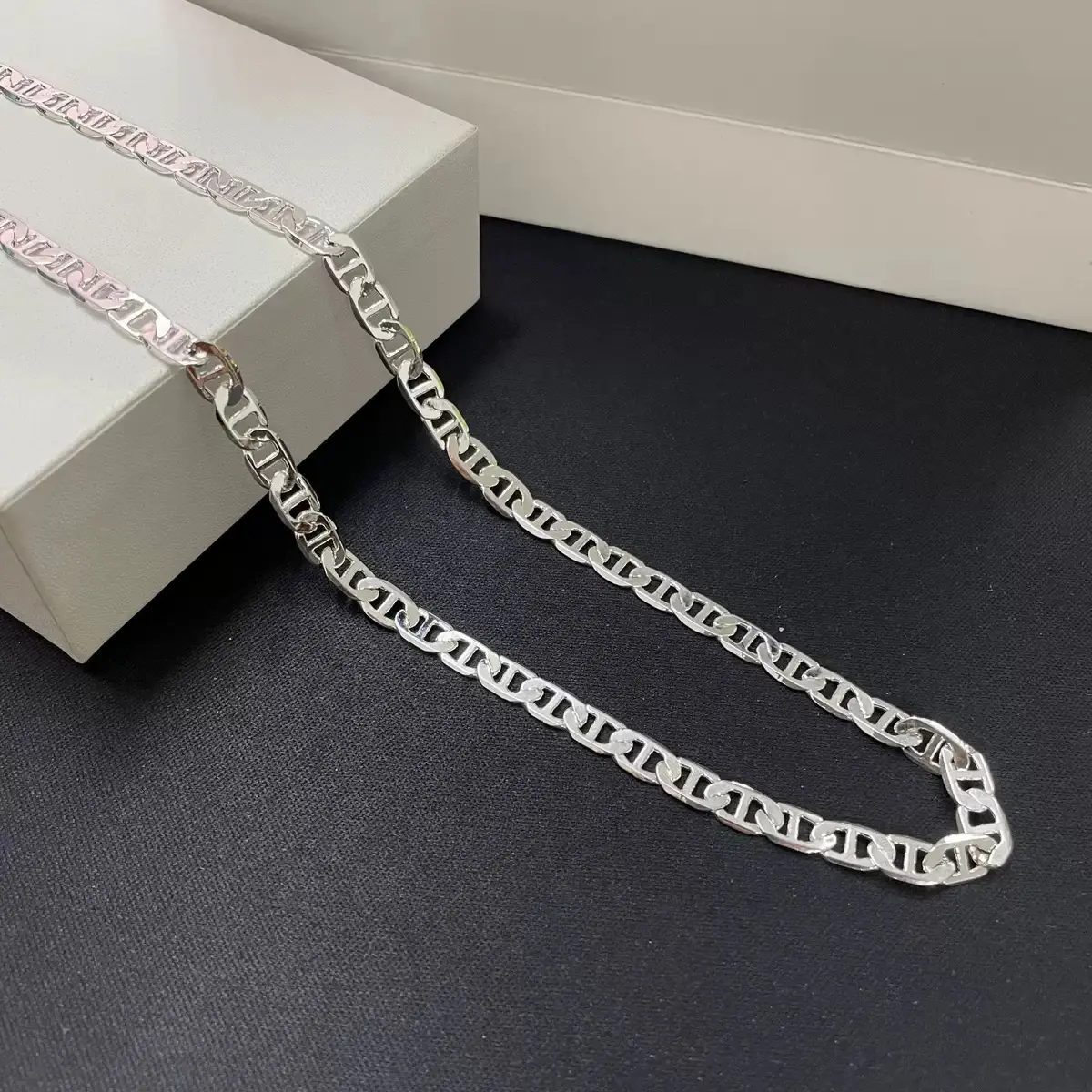Flat Mariner Chain, 6MM, 22in, Best-Selling Stylish Accessories for Women, Daily Wear Silver Necklace Silver Plated
