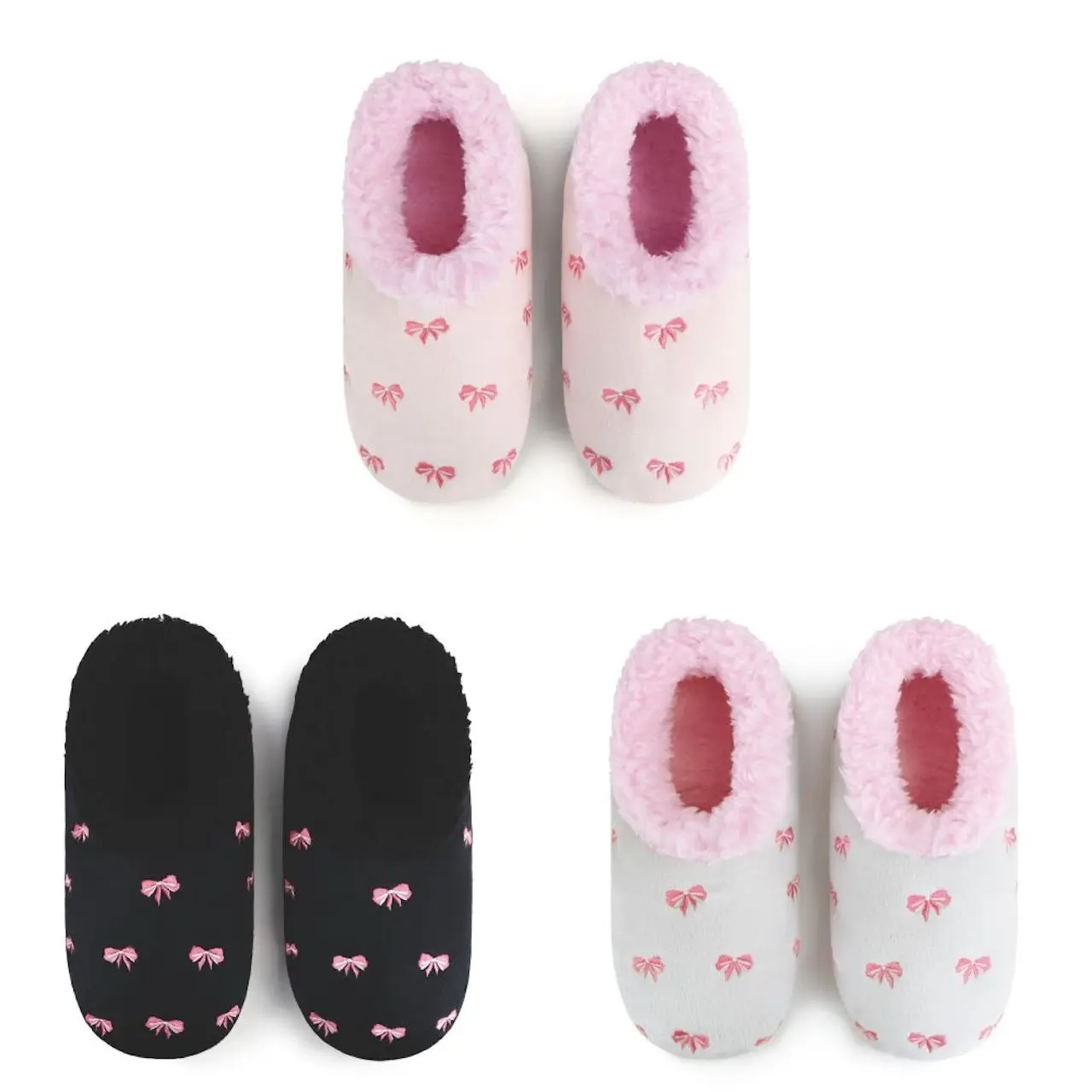 Embroidered Bow-Utiful Snoozies Slipper With Memory Foam Sole - Womens