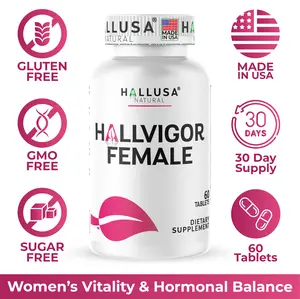 Hallusa Natural Hallvigor Female x 60 Cap Women's Multivitamin Energy & Intimate Asparagus Broccoli Ginseng Dietary Supplement Antioxidant Magic