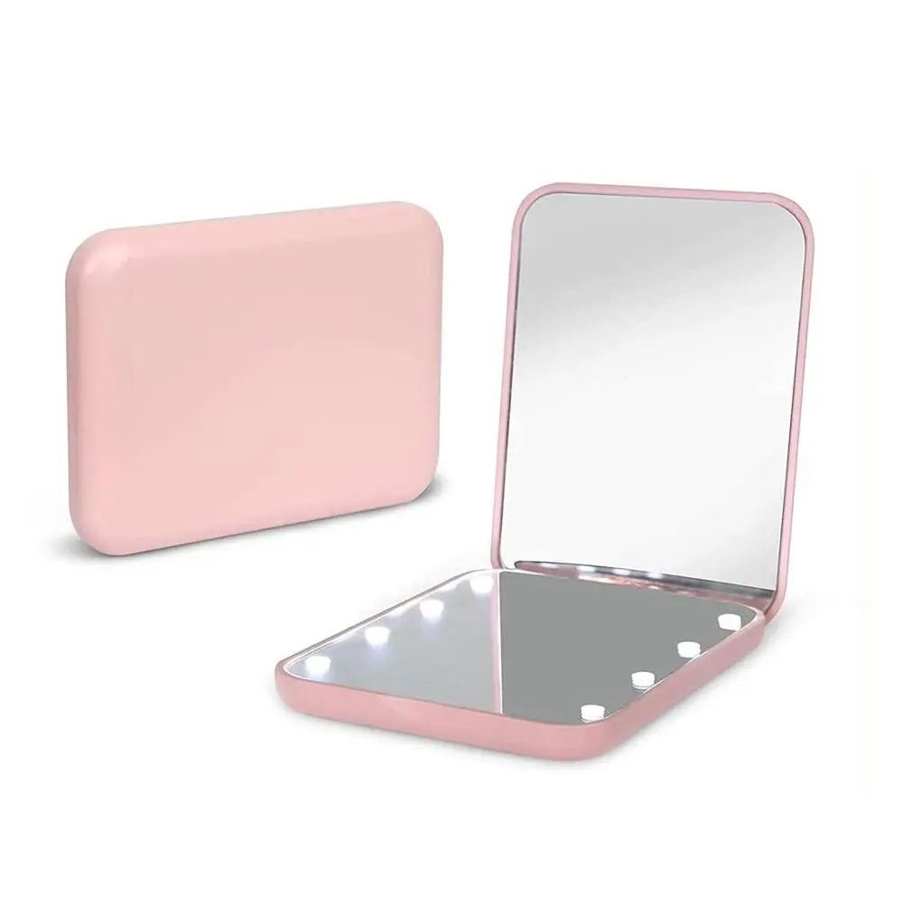 Portable LED Light Pocket Mirror, 1X/3X Magnification Compact Travel Cosmetic Mirror with Light for Purse, 2-Sided, Folding, Handheld, Illuminated Mirror