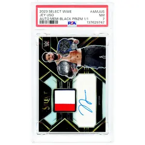 Jey Uso WWE Autographed 2023 Panini Select WWE 2 Color Relic Black Prizm #AM-JUS #1/1 PSA Authenticated 7 Card - Fanatics Authentic Certified