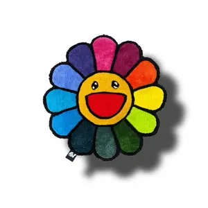 Handmade murakami rug rainbow colors tufted rug room decor hypebeast room bedroom