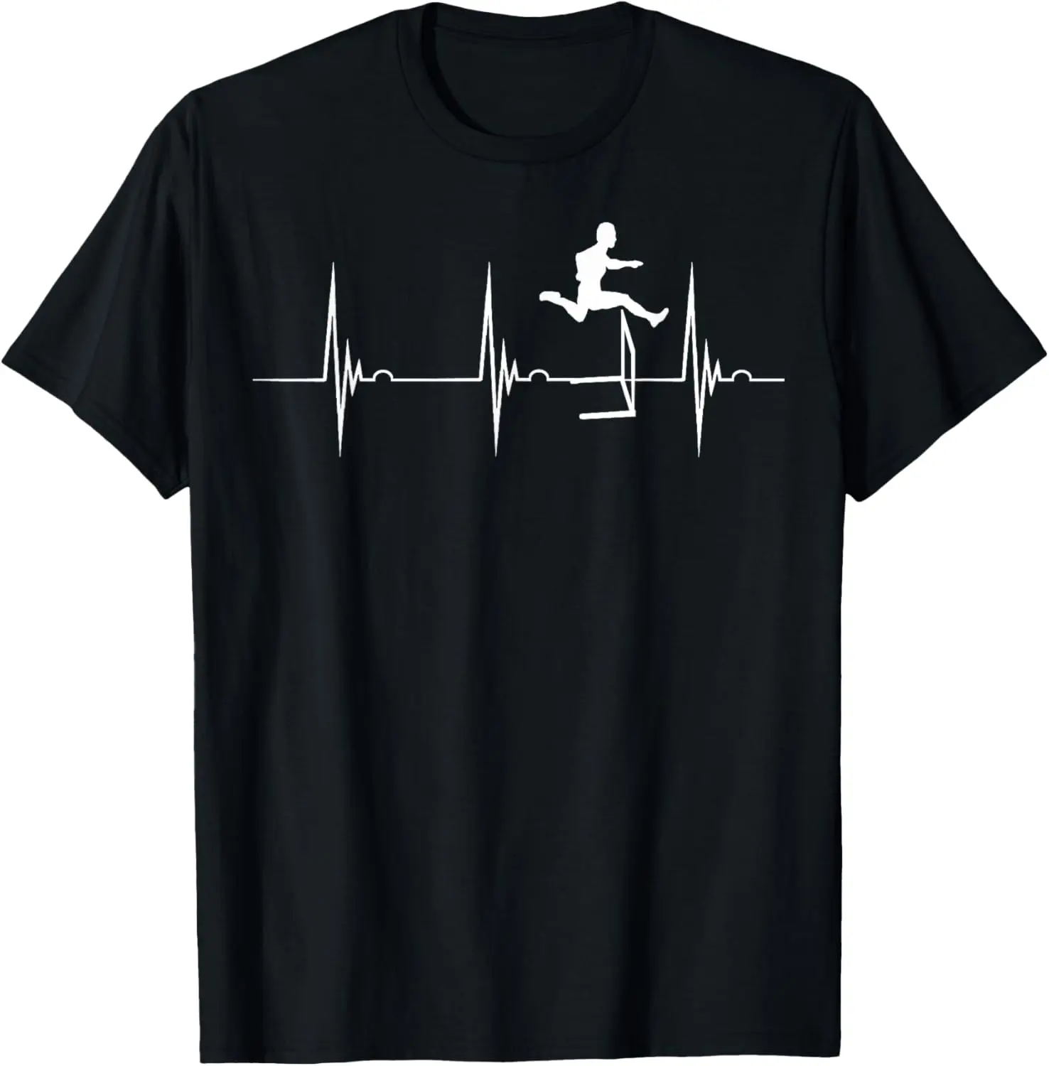Hurdles Heartbeat Hurdler Pulse Line Track And Field Summer Outdoor Casual T-Shirt
