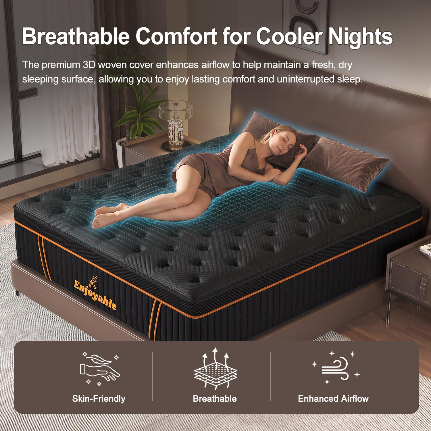 14" Twin Full Queen King Mattress,  Hybrid Mattress with Gel Memory Foam and Individually Pocket Innerspring Euro Top Mattresses Medium Firm for Motion Isolation, Edge Support, 100 Night Trial