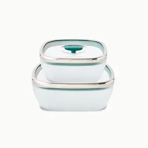 Anyday 4-Piece Square Glass Container Set with Vented Glass Lids | Plastic-Free Meal Prep Set | Stackable Airtight Storage Container Set with Vented Lid for Microwave-Safe Reheating Kitchen Containers