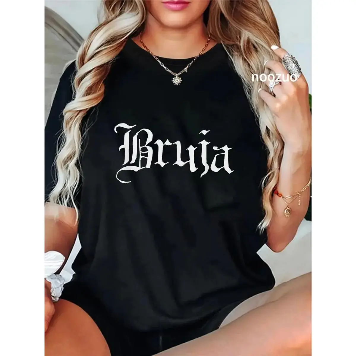 Men's 100% Cotton Oversized Short-Sleeve Casual Breathable Fabric Unisex Bruja Halloween Mexicana Latina Chicana Gift T-Shirt for Witch Women
